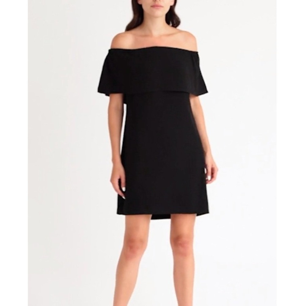 NWT CHARLES HENRY Black Off The Shoulder Flounce Mini Dress XS